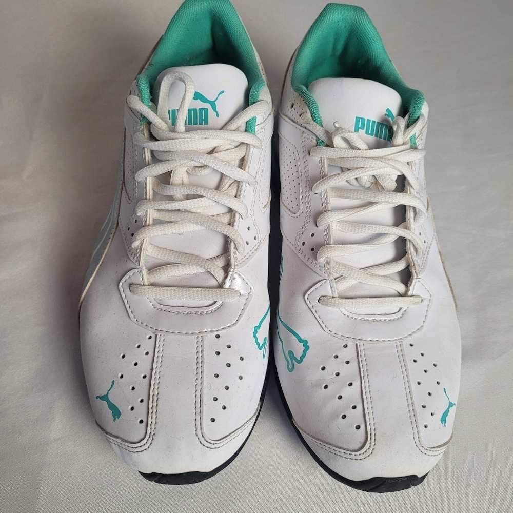 Puma White & Teal Running Shoes Women's Size 9.5 - Picture 2 of 10